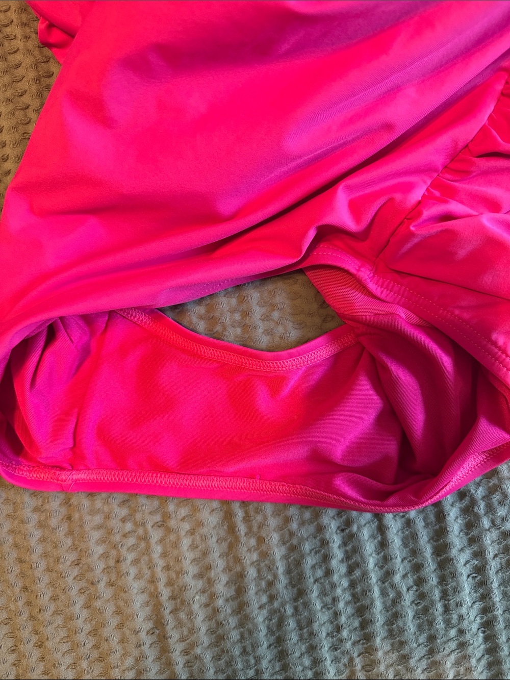 DKNY Hot Pink Ruffle Front One-Piece Swimsuit - Picture 6 of 6